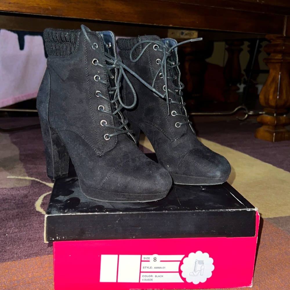 Suede Black Booties